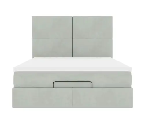 Osmaņu Gulta Ar Matračiem & Leds, Gaiši Pelēks, 140X200Cm Samts Vidaxl