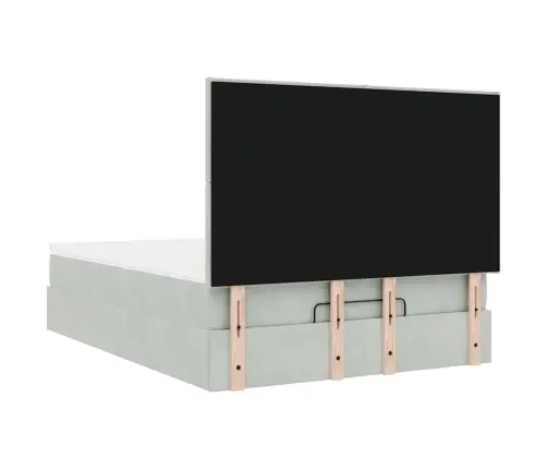 Osmaņu Gulta Ar Matračiem & Leds, Gaiši Pelēks, 140X200Cm Samts Vidaxl