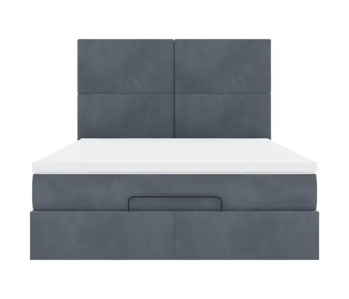 Osmaņu Gulta Ar Matračiem & Leds, Tumši Pelēks, 140X200Cm Samts Vidaxl