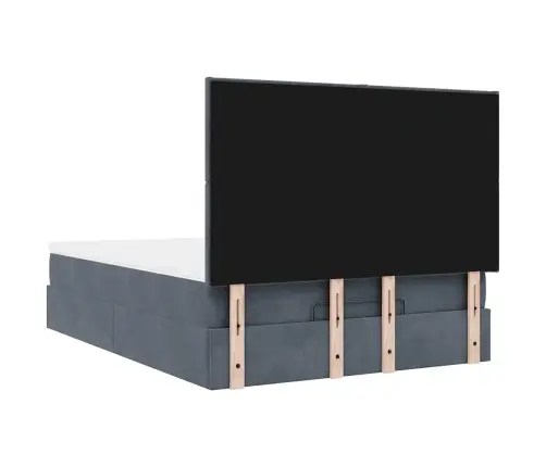 Osmaņu Gulta Ar Matračiem & Leds, Tumši Pelēks, 140X200Cm Samts Vidaxl