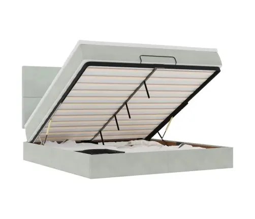 Osmanų Lovos Rėmas Su Čiužiniais, Pilkas, 160X200cm Aksomas