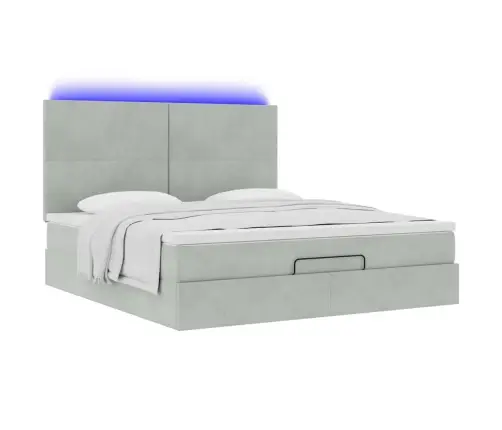 Osmanų Lovos Rėmas Su Čiužiniais, Pilkas, 160X200cm Aksomas