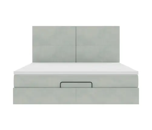 Osmanų Lovos Rėmas Su Čiužiniais, Pilkas, 160X200cm Aksomas