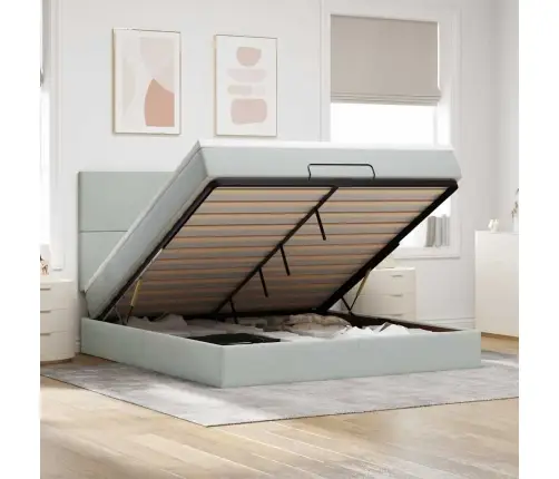 Osmanų Lovos Rėmas Su Čiužiniais, Pilkas, 160X200cm Aksomas