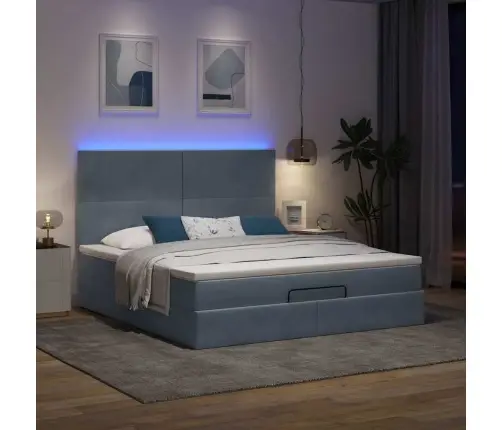 Ottomani Voodiraam Madratsitega, Tumehall, 160X200 cm Samet