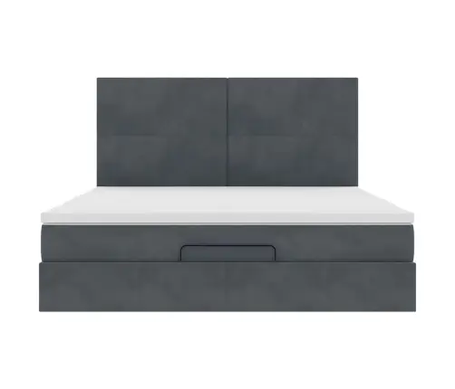 Ottomani Voodiraam Madratsitega, Tumehall, 160X200 cm Samet