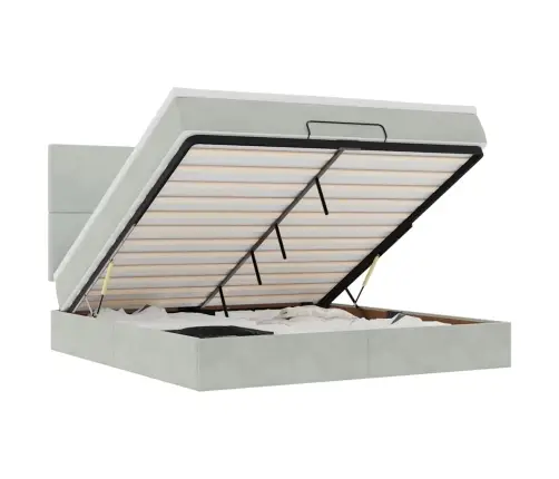 Osmanų Lovos Rėmas Su Čiužiniais, Pilkas, 180X200cm Aksomas