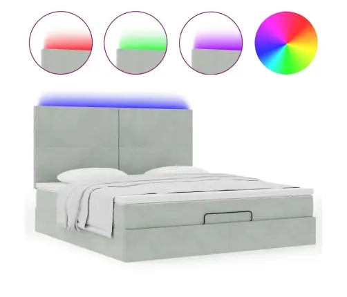 Osmanų Lovos Rėmas Su Čiužiniais, Pilkas, 180X200cm Aksomas