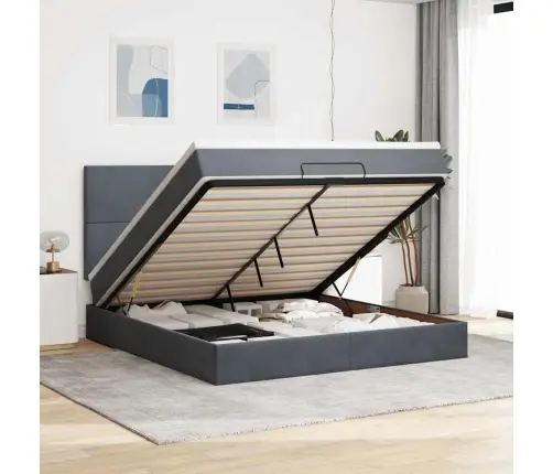 Osmaņu Gultas Rāmis Ar Matračiem Tumši Pelēks 180X200Cm Audums Vidaxl