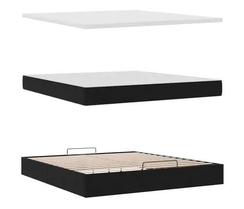 Osmaņu Gultas Rāmis Ar Matračiem Melns 180X200Cm Audums Vidaxl