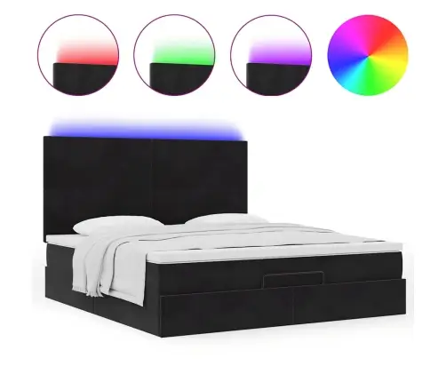 Osmaņu Gultas Rāmis Ar Matračiem Melns 180X200Cm Audums Vidaxl