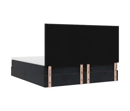 Osmaņu Gultas Rāmis Ar Matračiem Melns 180X200Cm Audums Vidaxl