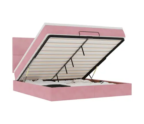 Osmaņu Gultas Rāmis Ar Matračiem Rozā 180X200Cm Audums Vidaxl