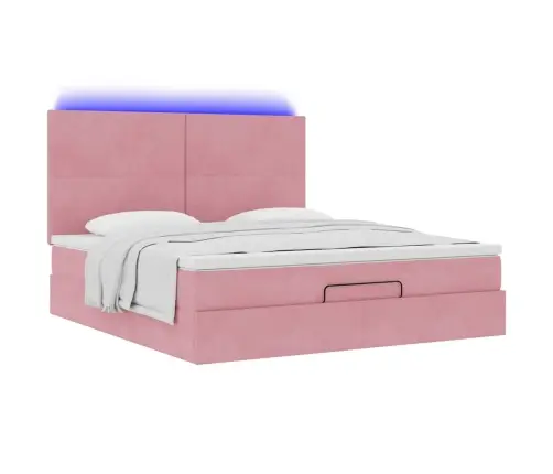 Osmaņu Gultas Rāmis Ar Matračiem Rozā 180X200Cm Audums Vidaxl