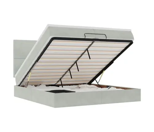 Osmaņu Gultas Rāmis Ar Matračiem Gaiši Pelēks 200X200Cm Audums Vidaxl