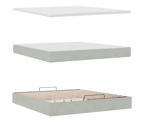 Osmaņu Gultas Rāmis Ar Matračiem Gaiši Pelēks 200X200Cm Audums Vidaxl