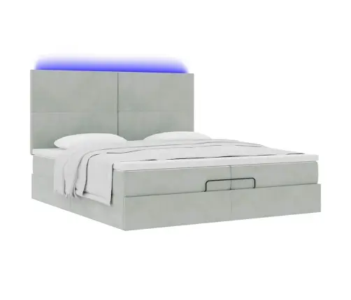 Osmaņu Gultas Rāmis Ar Matračiem Gaiši Pelēks 200X200Cm Audums Vidaxl