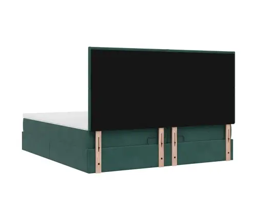 Osmaņu Gultas Rāmis Ar Matračiem Tumši Zaļš 200X200Cm Audums Vidaxl