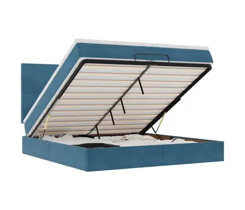 Osmaņu Gultas Rāmis Ar Matračiem Tumši Zils 200X200Cm Audums Vidaxl