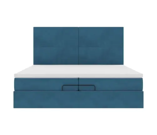 Osmaņu Gultas Rāmis Ar Matračiem Tumši Zils 200X200Cm Audums Vidaxl