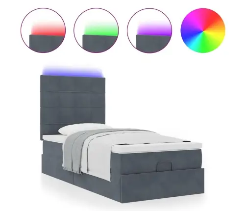 Osmaņu Gultas Rāmis Ar Matračiem Tumši Pelēks 80X200 Cm Samts Vidaxl