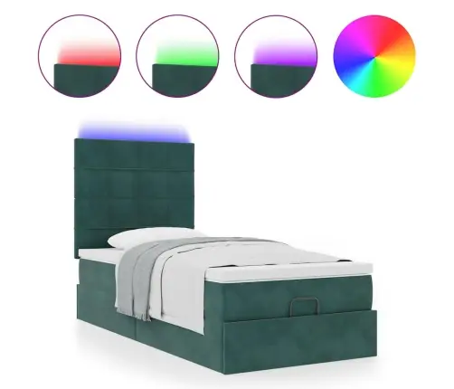 Osmaņu Gultas Rāmis Ar Matračiem Tumši Zaļš 80X200Cm Samts Vidaxl