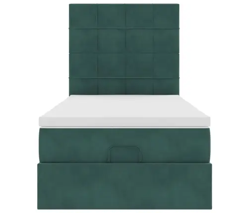 Osmanų Lovos Rėmas Su Čiužiniais, Žalias, 90X190cm Aksomas