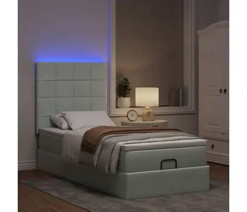 Osmaņu Gultas Rāmis Ar Matračiem Gaiši Pelēks 90X200Cm Samts Vidaxl