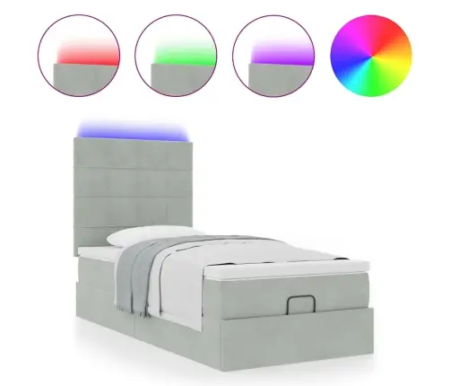 Osmaņu Gultas Rāmis Ar Matračiem Gaiši Pelēks 90X200Cm Samts Vidaxl