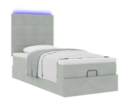 Osmaņu Gultas Rāmis Ar Matračiem Gaiši Pelēks 90X200Cm Samts Vidaxl