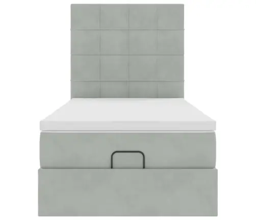 Osmaņu Gultas Rāmis Ar Matračiem Gaiši Pelēks 90X200Cm Samts Vidaxl