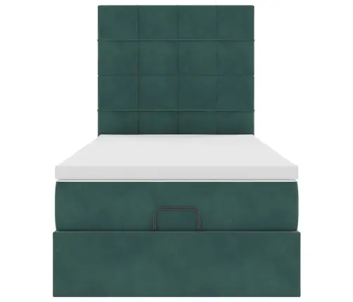Osmanų Lovos Rėmas Su Čiužiniais, Žalias, 90X200cm Aksomas