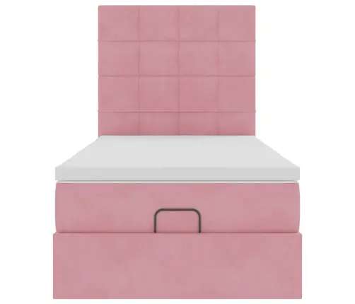 Osmanų Lovos Rėmas Su Čiužiniais, Rožinis, 90X200cm Aksomas