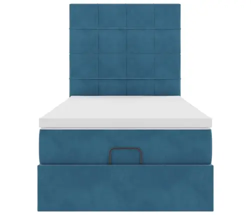Osmanų Lovos Rėmas Su Čiužiniais, Mėlynas, 100X200cm Aksomas