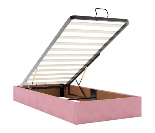 Ottomani Voodiraam Madratsitega, Roosa, 100X200cm Samet