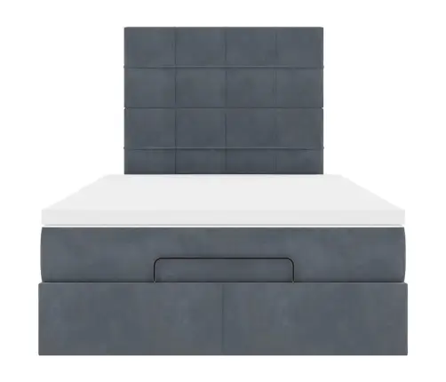 Ottomani Voodiraam Madratsitega, Tumehall, 120X190 cm Samet