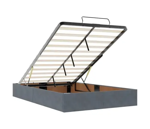 Ottomani Voodiraam Madratsitega, Tumehall, 120X190 cm Samet