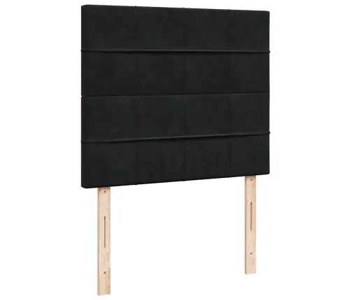 Ottomani Voodiraam Madratsitega, Must, 120X190 cm Samet