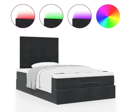 Ottomani Voodiraam Madratsitega, Must, 120X190 cm Samet