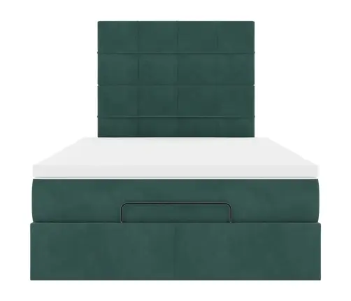 Osmaņu Gultas Rāmis Ar Matračiem Tumši Zaļš 120X190Cm Samts Vidaxl