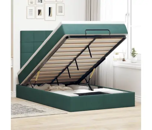 Osmaņu Gultas Rāmis Ar Matračiem Tumši Zaļš 120X190Cm Samts Vidaxl