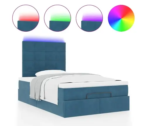 Ottomani Voodiraam Madratsitega, Tumesinine, 120X190 cm Samet