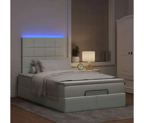 Ottomani Voodiraam Madratsitega, Helehall, 120X200cm Samet