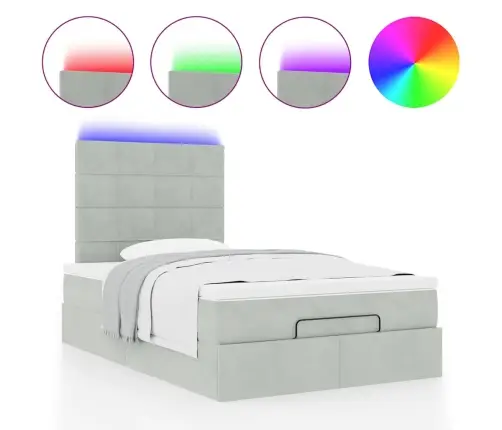 Ottomani Voodiraam Madratsitega, Helehall, 120X200cm Samet