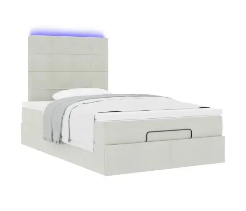 Ottomani Voodiraam Madratsitega, Helehall, 120X200cm Samet