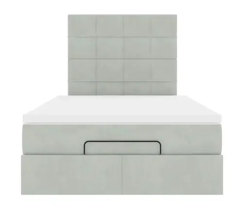 Ottomani Voodiraam Madratsitega, Helehall, 120X200cm Samet