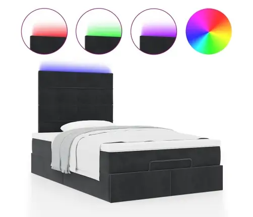 Osmaņu Gultas Rāmis Ar Matračiem Melns 120X200 Cm Samts Vidaxl