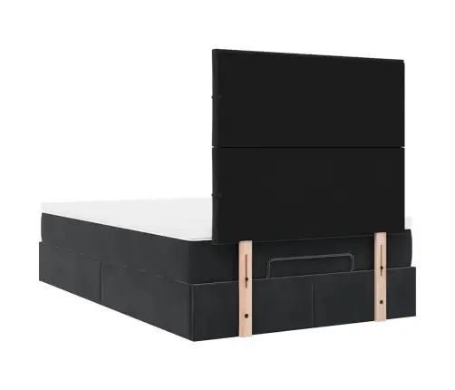 Osmaņu Gultas Rāmis Ar Matračiem Melns 120X200 Cm Samts Vidaxl