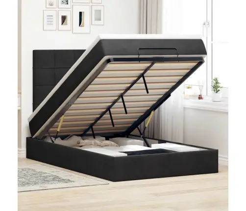 Osmaņu Gultas Rāmis Ar Matračiem Melns 120X200 Cm Samts Vidaxl