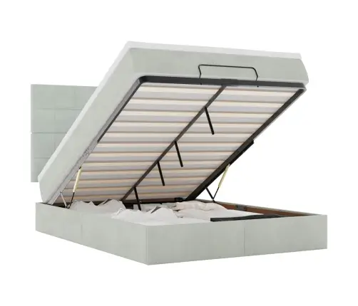 Osmaņu Gulta Ar Matračiem & Leds, Gaiši Pelēks, 140X190Cm Samts Vidaxl